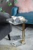 22" Crystal Side Table with Gold Metal Frame, Artistic Accent Table for Living Room Entryway Bedroom