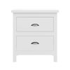 Yes4wood Versatile White 2-Drawers Nightstand, Bedside Table, End Table for Living Room Bedroom, Assembled with Sturdy Solid Wood