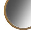 32 Inch Round Wooden Frame Floating Wall Beveled Mirror, Brown