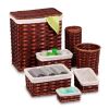 7-Piece Wicker Laundry Hamper and Bath Combo Set, Chocolate Brown