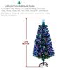 6ft Top With Stars PVC Material Fiber Optics 36 Lights With Snowflakes Colorful Color Change 230 Branches Christmas Tree Green