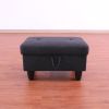Black Grey Flannel Living Room Sofa Set Ottoman