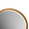 32 Inch Round Wooden Frame Floating Wall Beveled Mirror, Brown