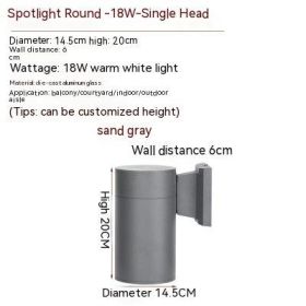 Waterproof Up And Down Spotlight (Option: Warm Light-Gray Single Head 18w)