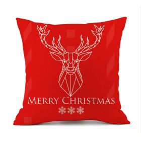 Christmas Elk Santa Claus Red Festive Printed Linen Cushion (Option: Style 11-45x45cm)