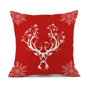 Christmas Elk Santa Claus Red Festive Printed Linen Cushion (Option: Style 4-45x45cm)