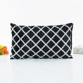 Pastoral Fashion Personality Simple Trend Stripe Wild Ribbon Embroidered Pillowcase (Option: Black-30X50CM)