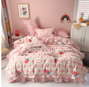 Cotton 100 Princess Wind Quilt Cover Cartoon Student Dormitory Bed (Option: Little Fei Rabbit-1.5m bed sheet set of four)