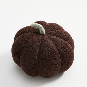 Nordic Pumpkin Round Pillow Plush Pillow Knitted Yarn (Option: Dark brown-35cm in diameter)