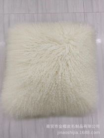 High-grade Fur Beach Wool Pillow (Option: Beige-45 X45cm Without Core)