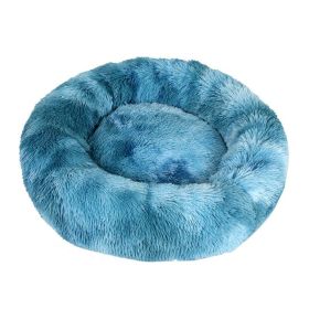 Doghouse Plush Round Pets Keep Warm In Autumn And Winter (Option: Cyan Tie Dye-6XL)