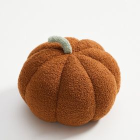 Nordic Pumpkin Round Pillow Plush Pillow Knitted Yarn (Option: Light brown-35cm in diameter)