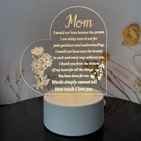 Creative 3D Night Heart Shaped Blessing Language USB Small Table Lamp (Option: Color9-Three color USB)