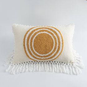 Square Cushion Cover Household Sofa Pillow Cases (Option: Round Yellow-30x50cm Pillowcase)