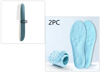 Boys And Girls' Sports Insoles And Long Handle Decontamination And Cleaning Shoe Brush (Option: Shoe brush and sky bluce insol-39 to 40)