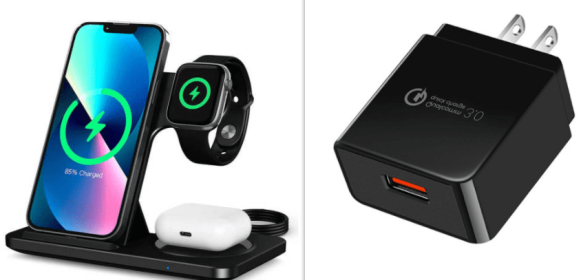 Three In One Dual Coil Wireless Charger (Option: Black set-USB)