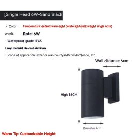 Waterproof Up And Down Spotlight (Option: Golden Light-Gray Single Headed 6W)