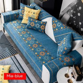 Bohemian Sofa Cushion Four Seasons Universal Chenille Non-slip Cover (Option: Blue-70 × 150)