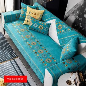 Bohemian Sofa Cushion Four Seasons Universal Chenille Non-slip Cover (Option: Lake Blue-70 × 180)