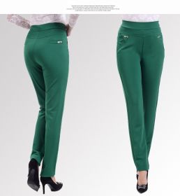 Middle-aged Women's Small Feet Stretch Casual Pants (Option: Dark green-4XL)