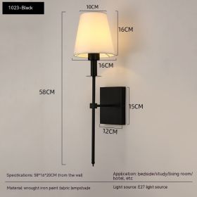 Indoor Bedroom Bedside Reading Wall Lamp (Option: 12W Warm Light Bulb-1023 Black)