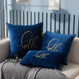 Simple Solid Color Gold Thread Embroidery Couch Pillow Netherlands Velvet Model Room Office Small Waist (Option: Time Wind Blue-55×55cm)